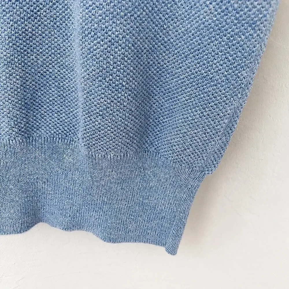 J.Crew Knit Blue Cotton Piqué Stitch Crewneck Sweater Men’s Medium